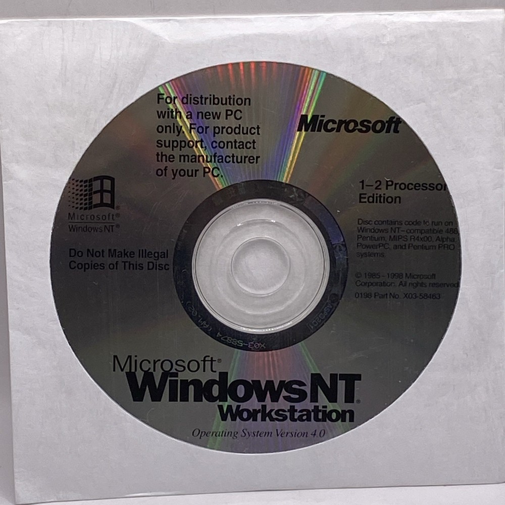 Microsoft Windows NT Workstation 4.0 Operating System CD 1 - 2 Processor Edition