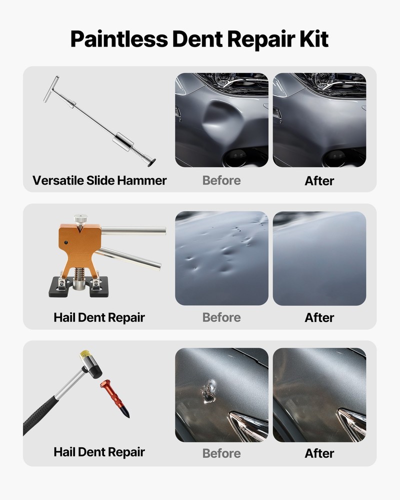 VEVOR Dent Puller Kit Car Body Dent Puller 61 PCS Paintless Hail Damage Remover