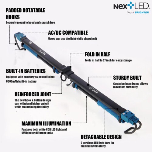NextLED UV Under Hood & Interior Work Light | Folding