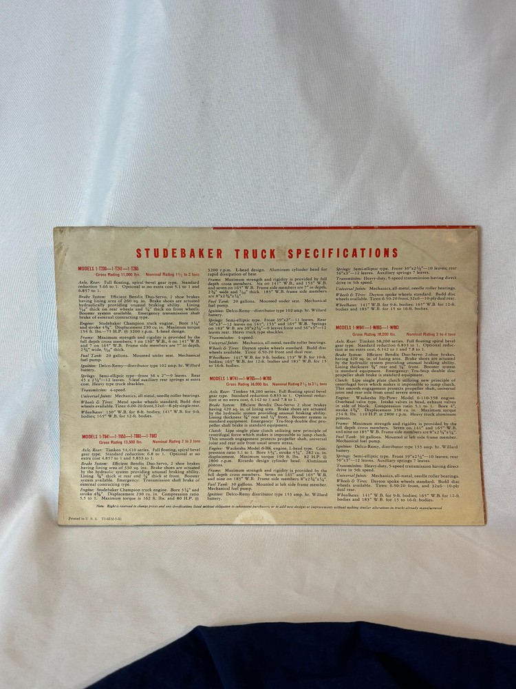 Vtg Studebaker Catalog Quality Trucks New Vehicle Features Chassis