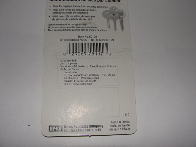 Key Identifiers,No KC129, Hy-Ko Prod Co