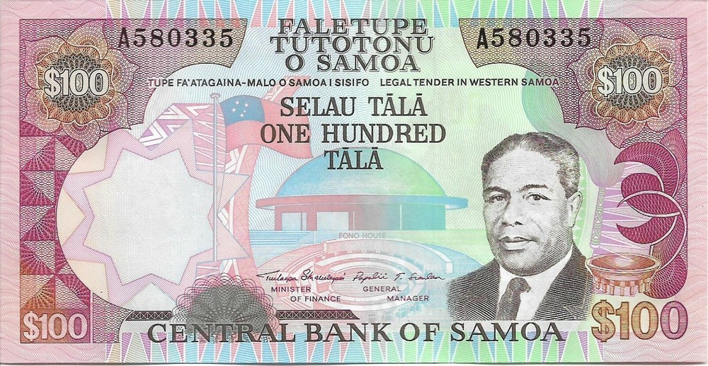SAMOA 1990 $100 Tala A580... P30 UNC