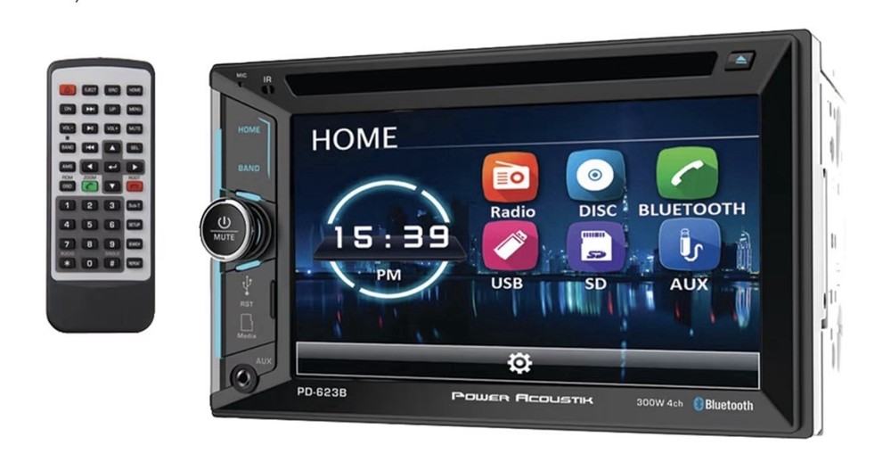 Power Acoustik PD-623B 2-DIN Source Unit With Bluetooth/6.2" LCD,BLACK