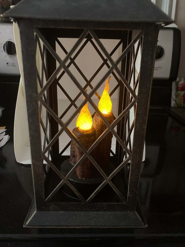 Burnt Mustard Dripped Pillar Lanterns