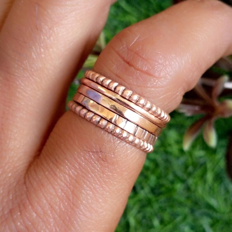 Set of 6 Thin Copper Band Ring, 100% Solid Copper, Stacking Rings , All Size