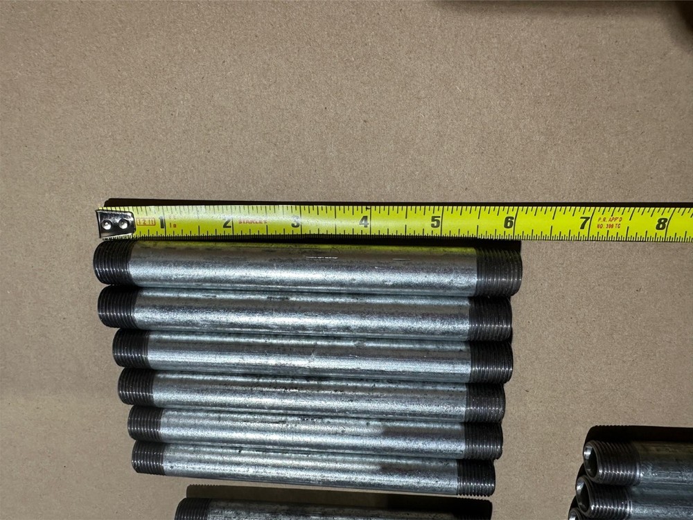 66x Pack Pipe Nipple Assorted Galvanized Steel 3/8" Dual Thread Multiple Sizes