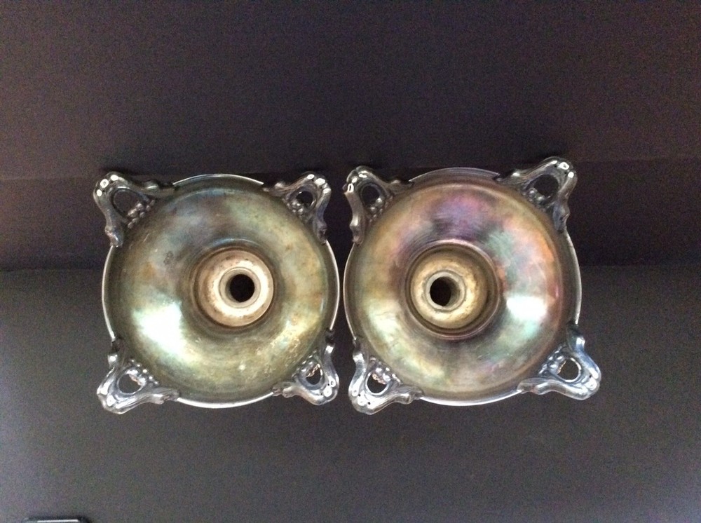 Pair of European Solid Silver Sabbath Candleholders