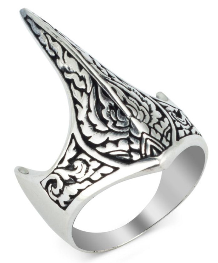 925 Sterling Silver Turkish Ottoman Archer Thumb Men's Ring