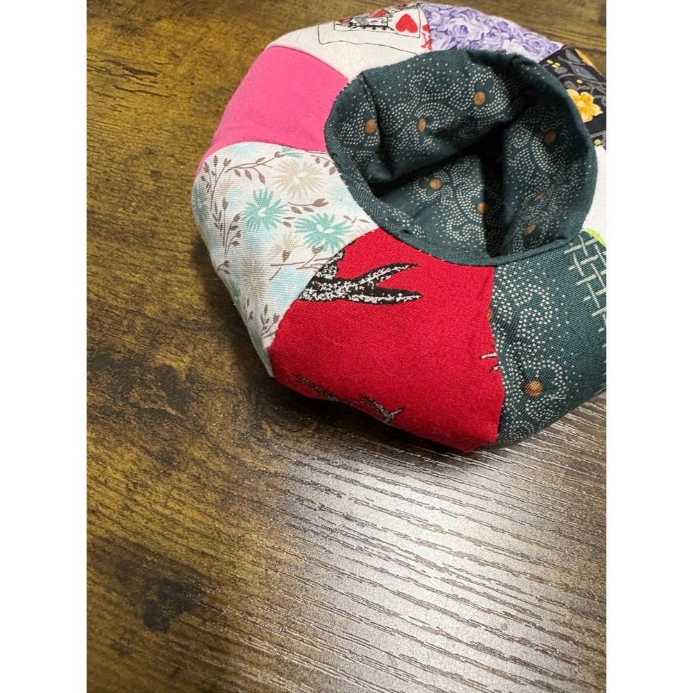 Handmade Patchwork Basket Pincushion Bowl Caddy Eclectic Fabric Sewing Organizer