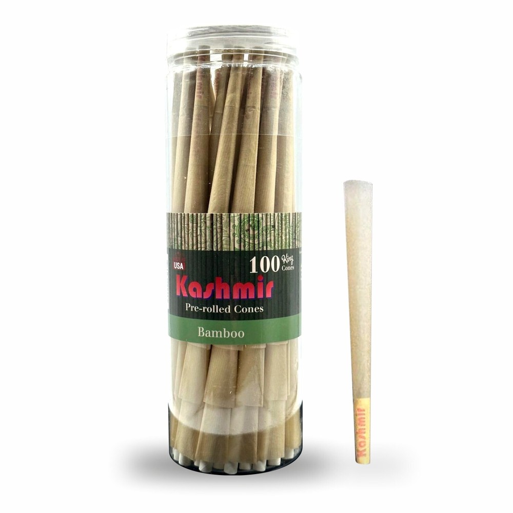 Kashmir Pre Rolled Cones King Bamboo Slow Burning Rolling Paper Cones 100 Count