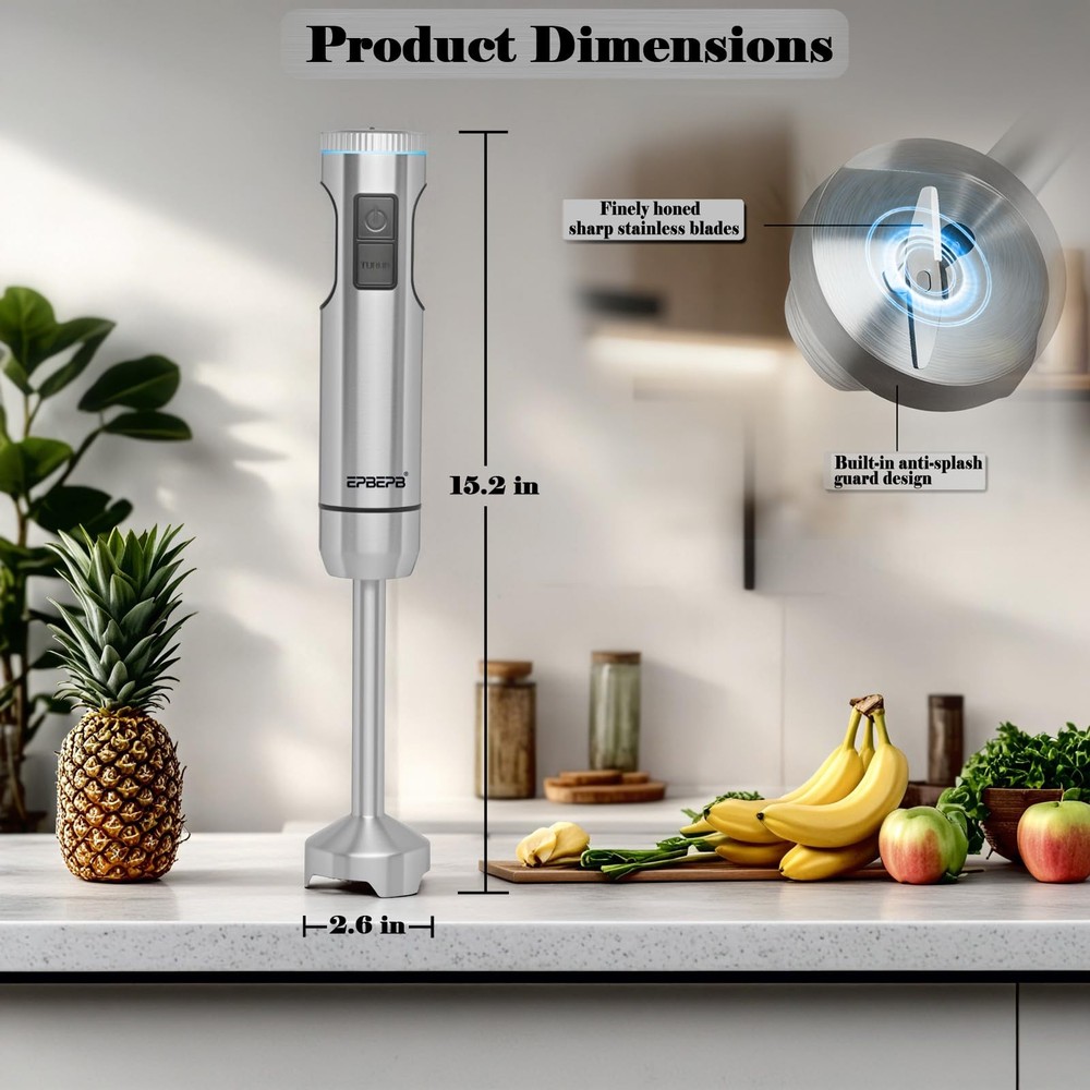 Handheld Immersion Blender Bundle, 1000W Powerful 11-in-1 Set for Smoothies,O...