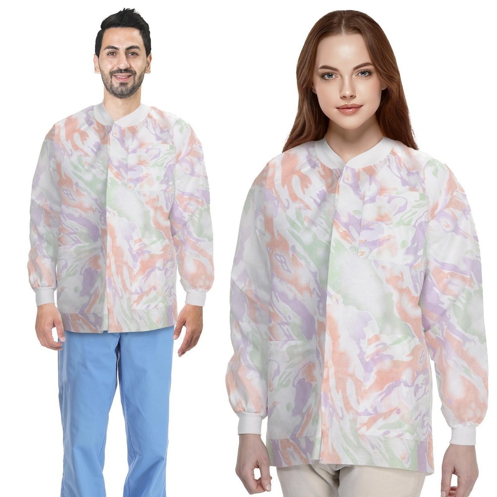 Multicolor Disposable Lab Jackets SMS Snap Front 3 Pockets 10 Count Medium