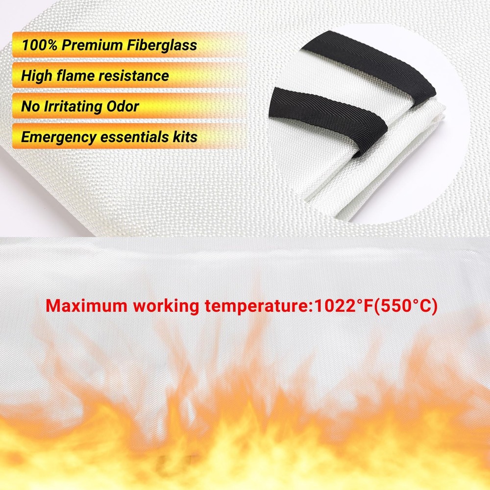 VitaPolaris Heavy-Duty 2PACK, Red Storage Bag With White Fire Blanket