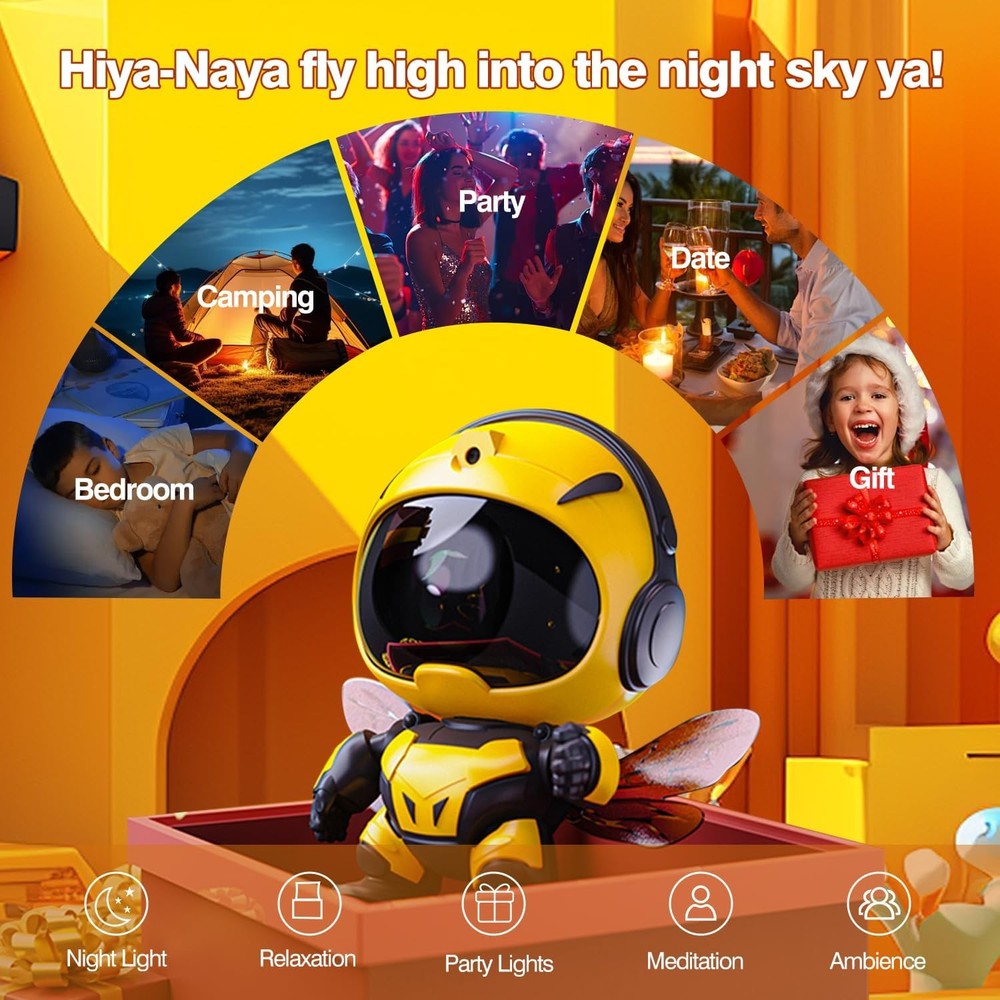 Bee Astronaut Galaxy Projector,Star Projector Galaxy Night Light,Starry Nebula C