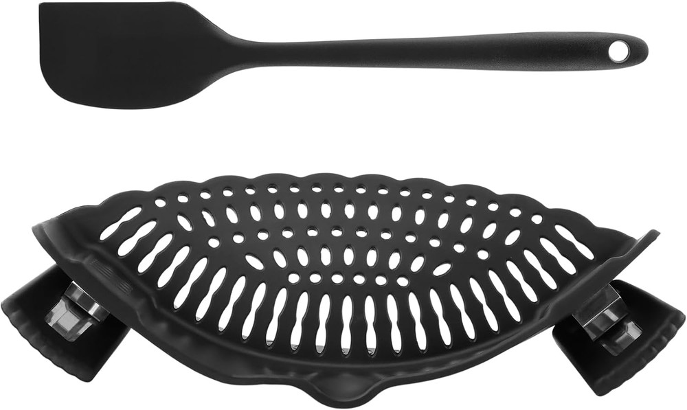 Clip on Strainer with Scraper,Silicone Strainer for Pots and Pans Adjustable ...