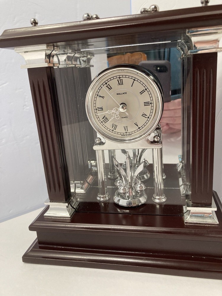 wallace silversmith carriage mantle quartz battery operated clock