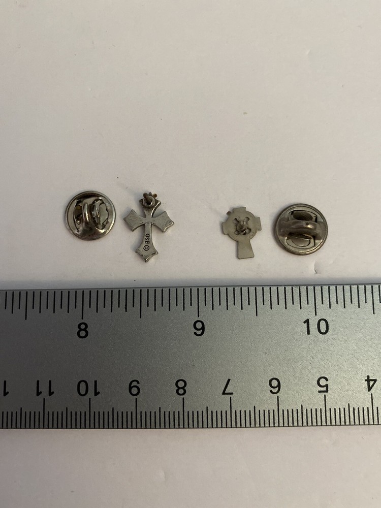 Silver Toned Religious Cross Lapel Pins P10