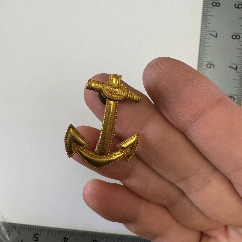 Gold Tone Naval Anchor Insignia