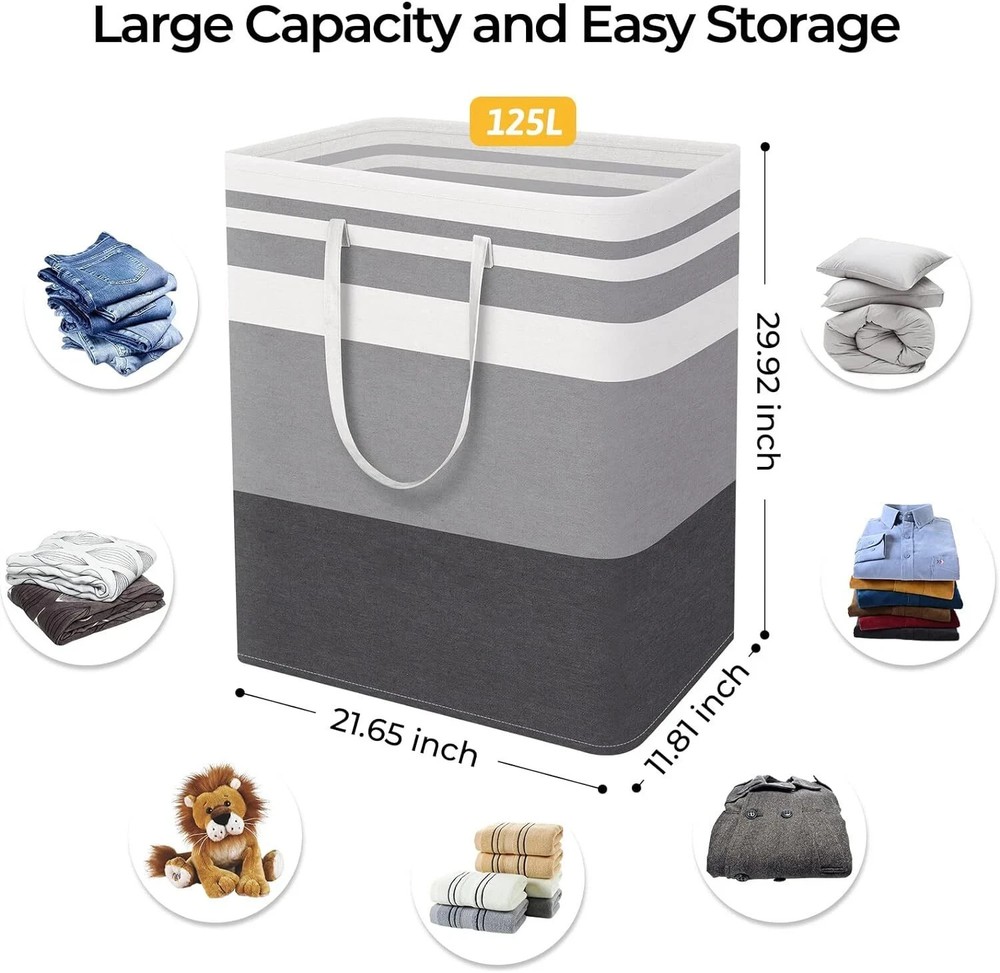 2pack Large Laundry Basket Waterproof Freestanding Laundry Hamper Collapsible US