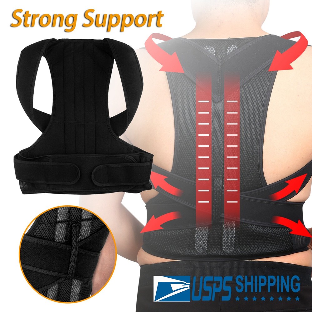 Adjustable Back Posture Shoulder Corrector Support Lumbar Brace Belt Unisex Tool