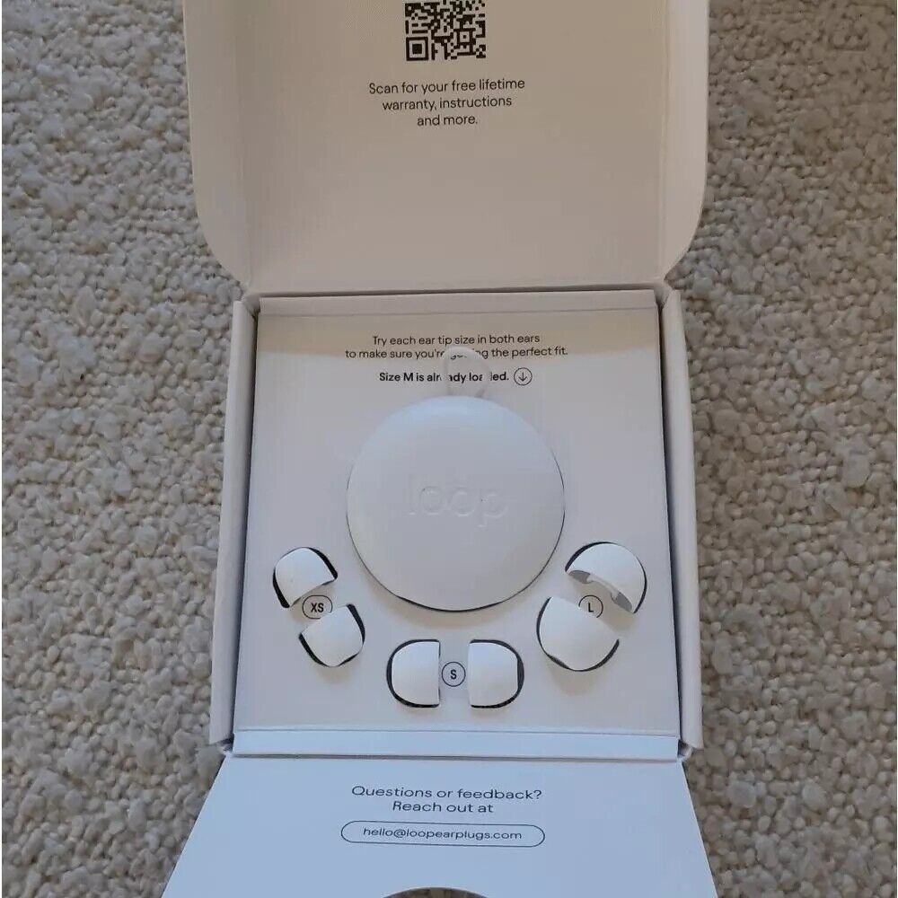 Loop Quiet 2 Earplugs for Noise Reduction, White - New Open Box