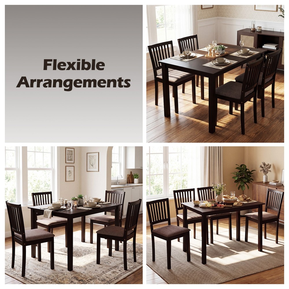5-Piece Dining Table Set, Rectangular Kitchen Table with Upholstered Chairs