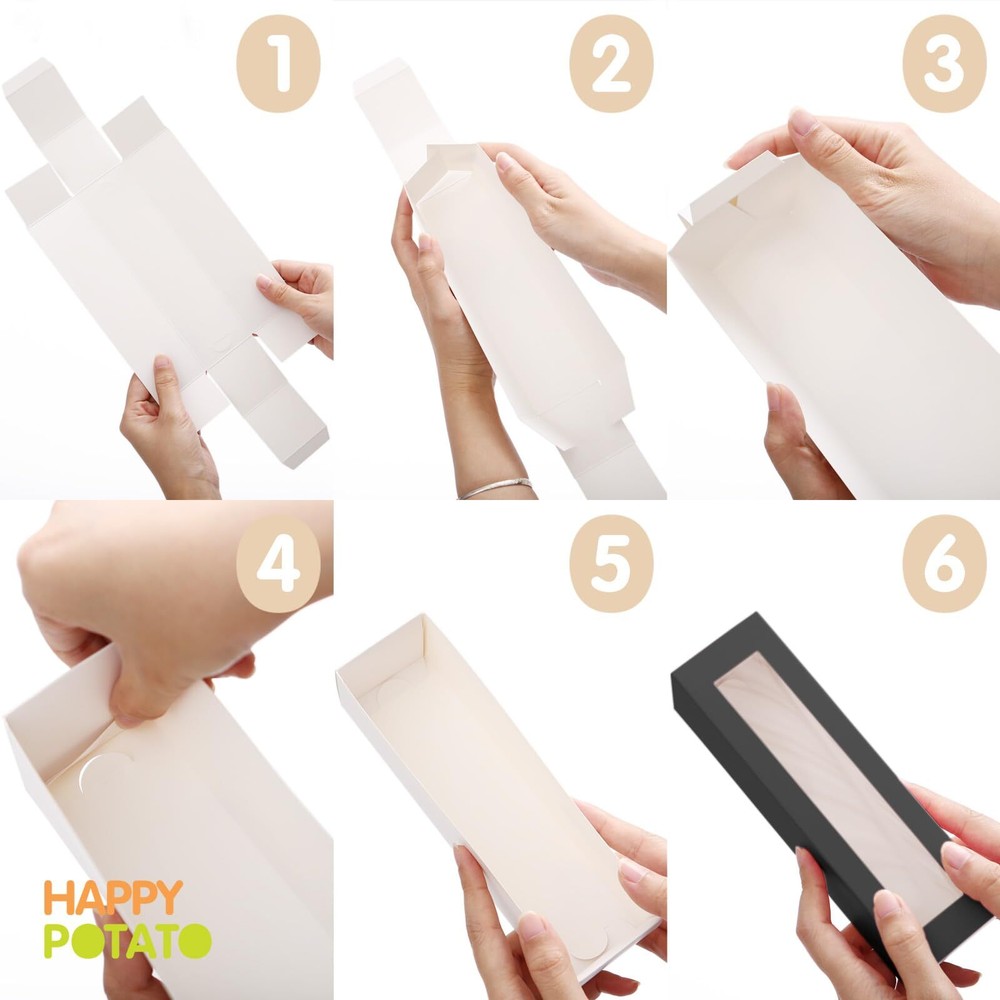 25 Pack Macaron Boxes for 6 7.2×1.9×1.9 Inches Macaron Packaging Boxes Black ...