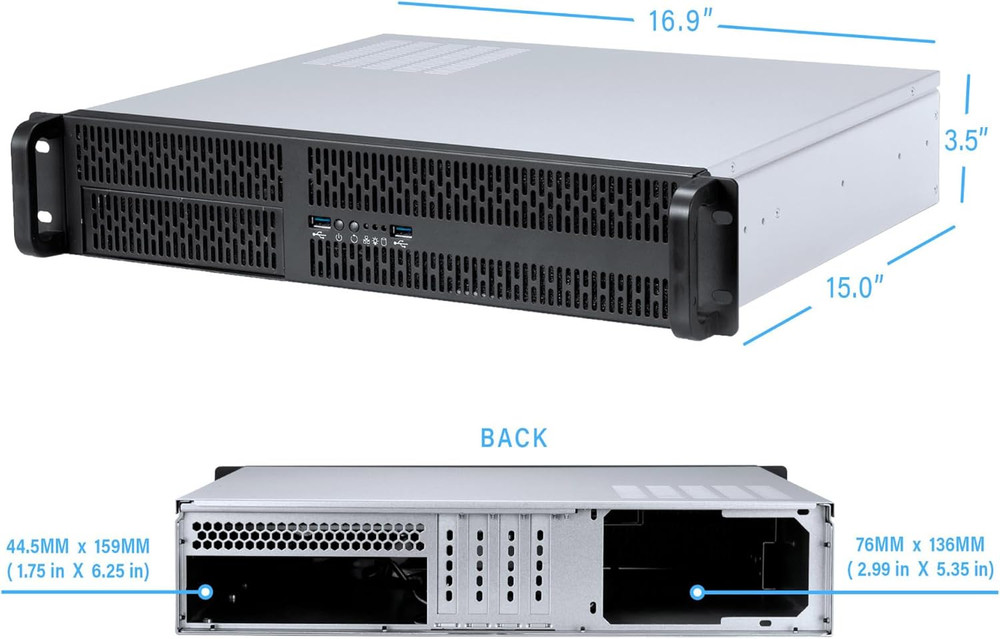 2U Server Chassis Rackmount Case | 4 3.5"/2.5" HDD, 1 5.25" Device | Micro-Atx C