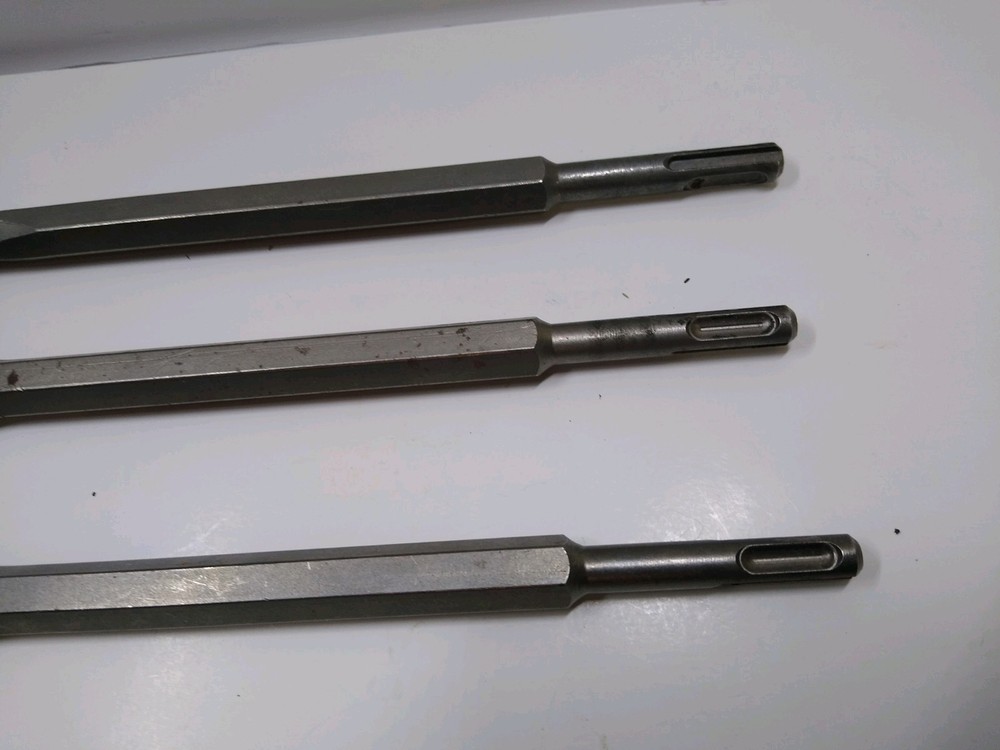 3 Rotary Hammer Drill Chisel Bits Point Flat Blade Concrete Cement Tools
