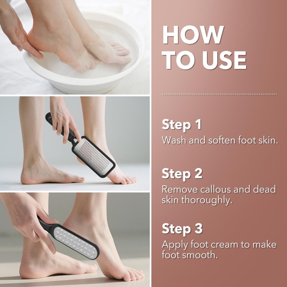2 Pack Foot File Callus Remover Double Sided Heel Scraper Pedicure Tool
