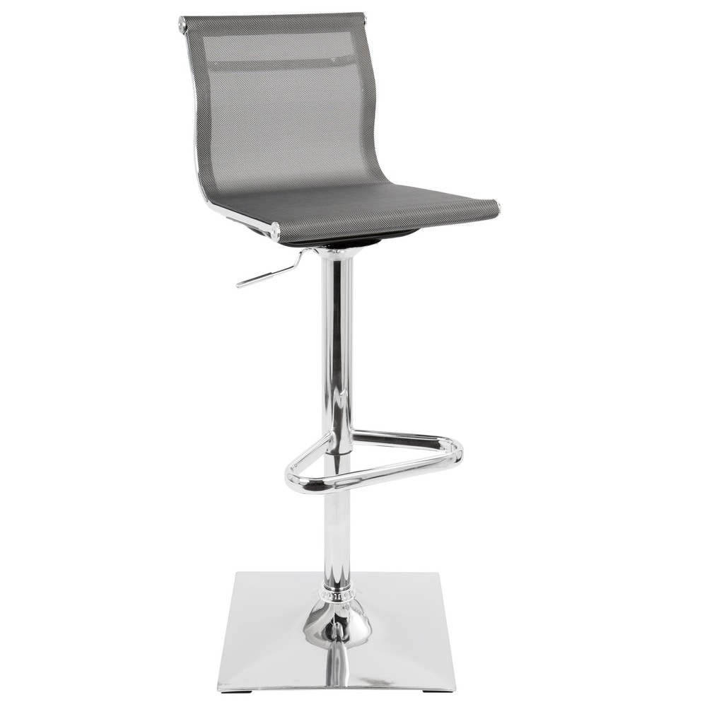 Mirage Contemporary Adjustable Barstool with Swivel in Silver by