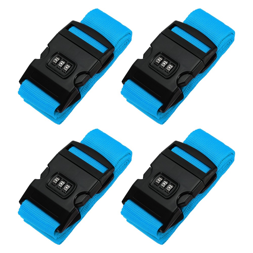 4Pcs Luggage Straps with Combination Lock TSA Approved Light Blue