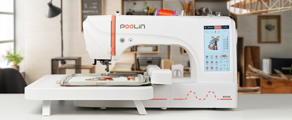 POOLIN EOC06 Computerized Embroidery Machine 7.9*11 Large area LCD Touch Screen