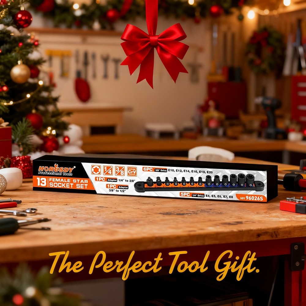 HORUSDY E-Torx Socket Set 13-Piece External | E4-E20, Black