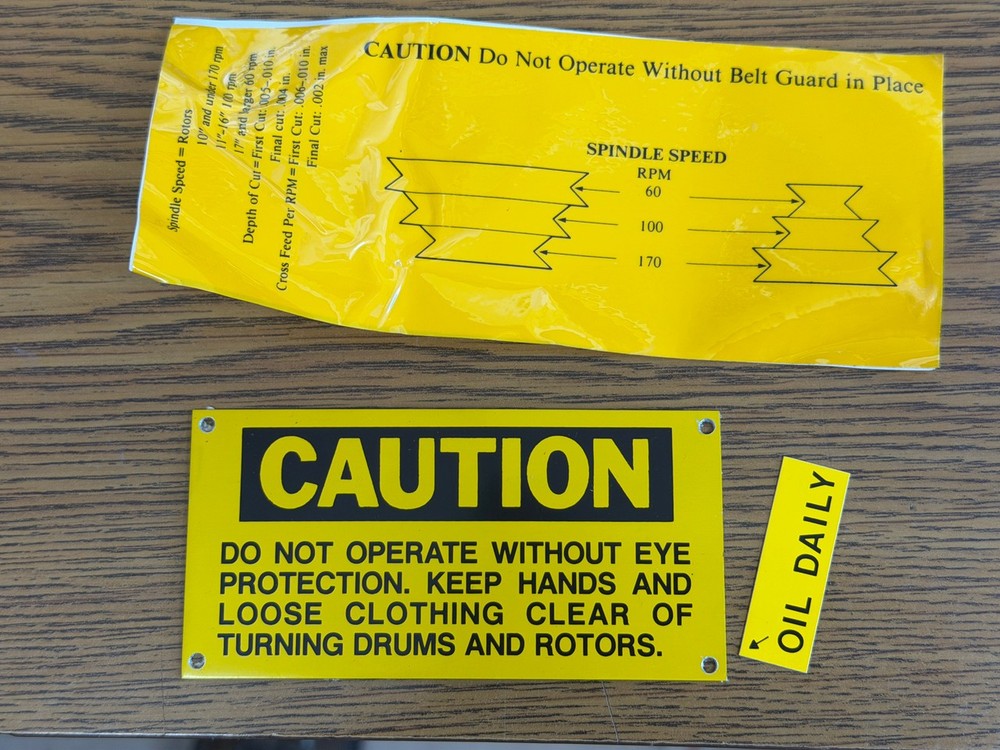 NOS - Rels Manufacturing Brake Lathe Misc Decals