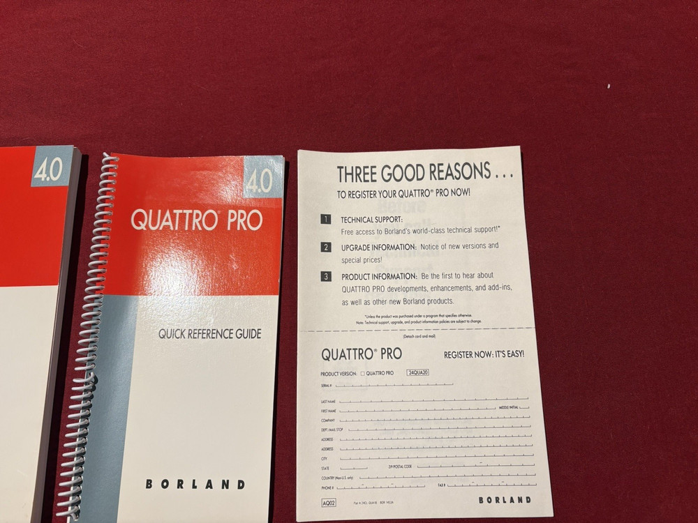 Borland Quattro Pro for DOS Version 4.0 User's Guide + Functions & Macros + Disk