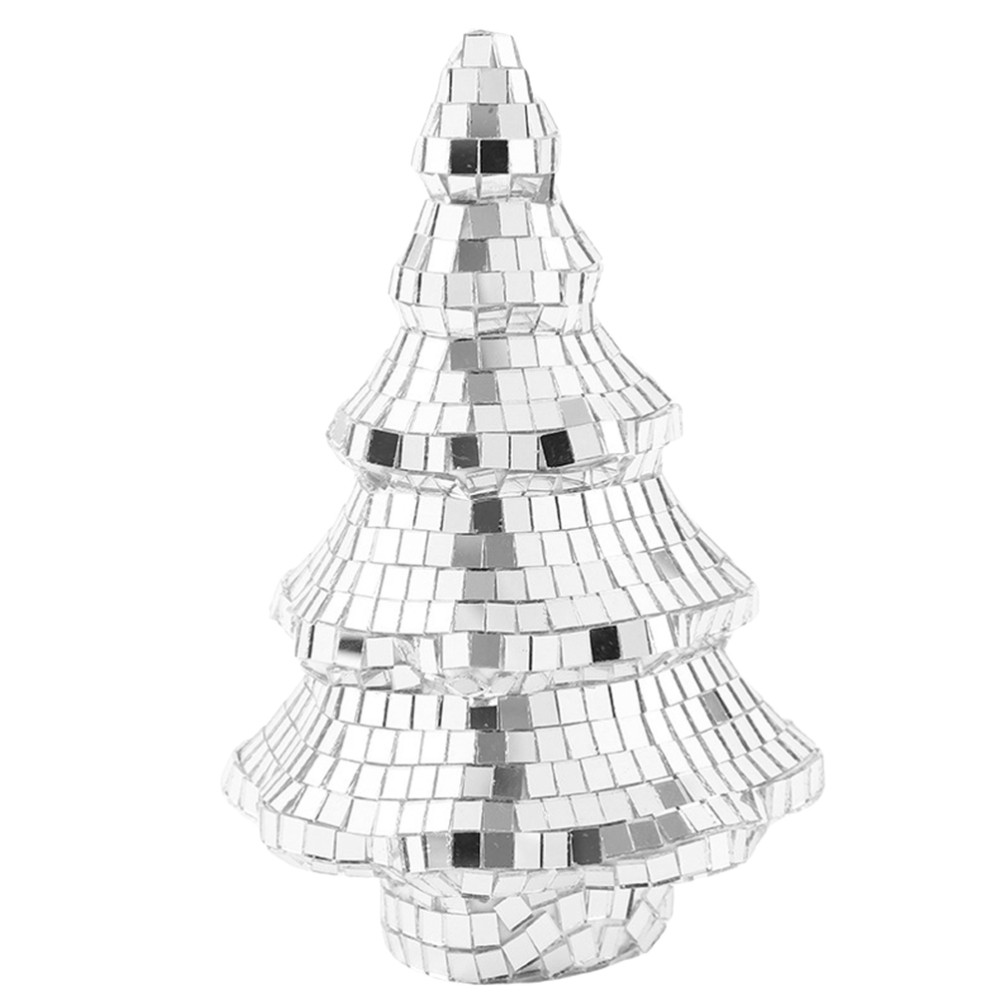 Artificial Christmas Tree Silver Tabletop Mini Disco Balls Ornaments