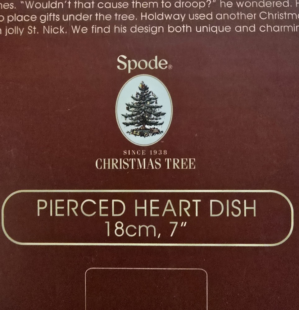 Spode Christmas Santa Tree Heart Shaped Dish Pierced 7” with Box