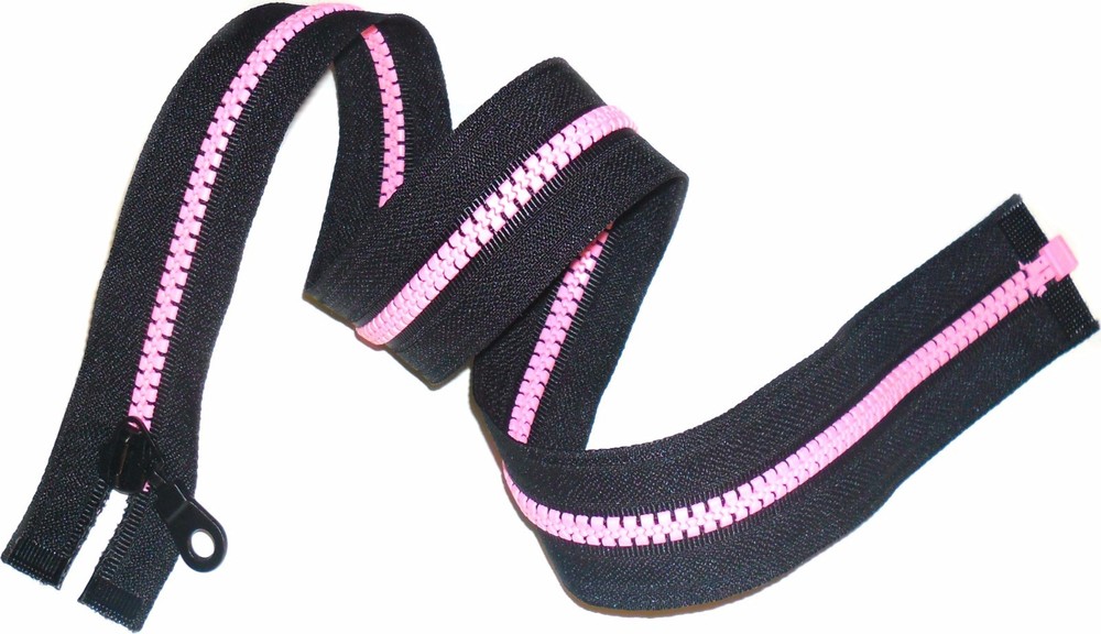 24"/61CMS BLACK PEX ZIP WITH NEON PINK CHUNKY TEETH, PLASTIC OPEN END NUMB 6