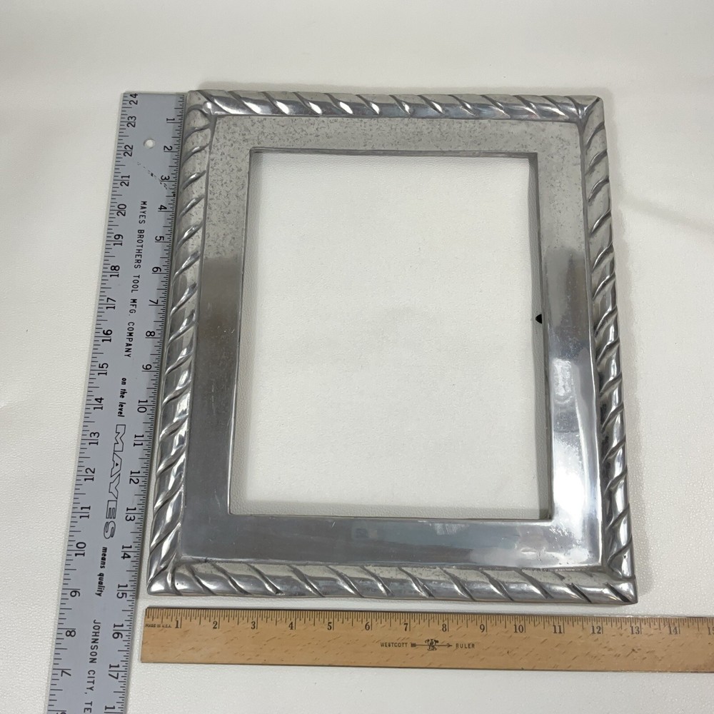 Aluminum Solid Photo Frame Handmade Unknown Signed 15 X 12.5 “ As-is