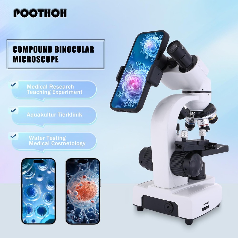 Binocular Compound Microscope 40x2000x Research Grade Professional Microscope Wi