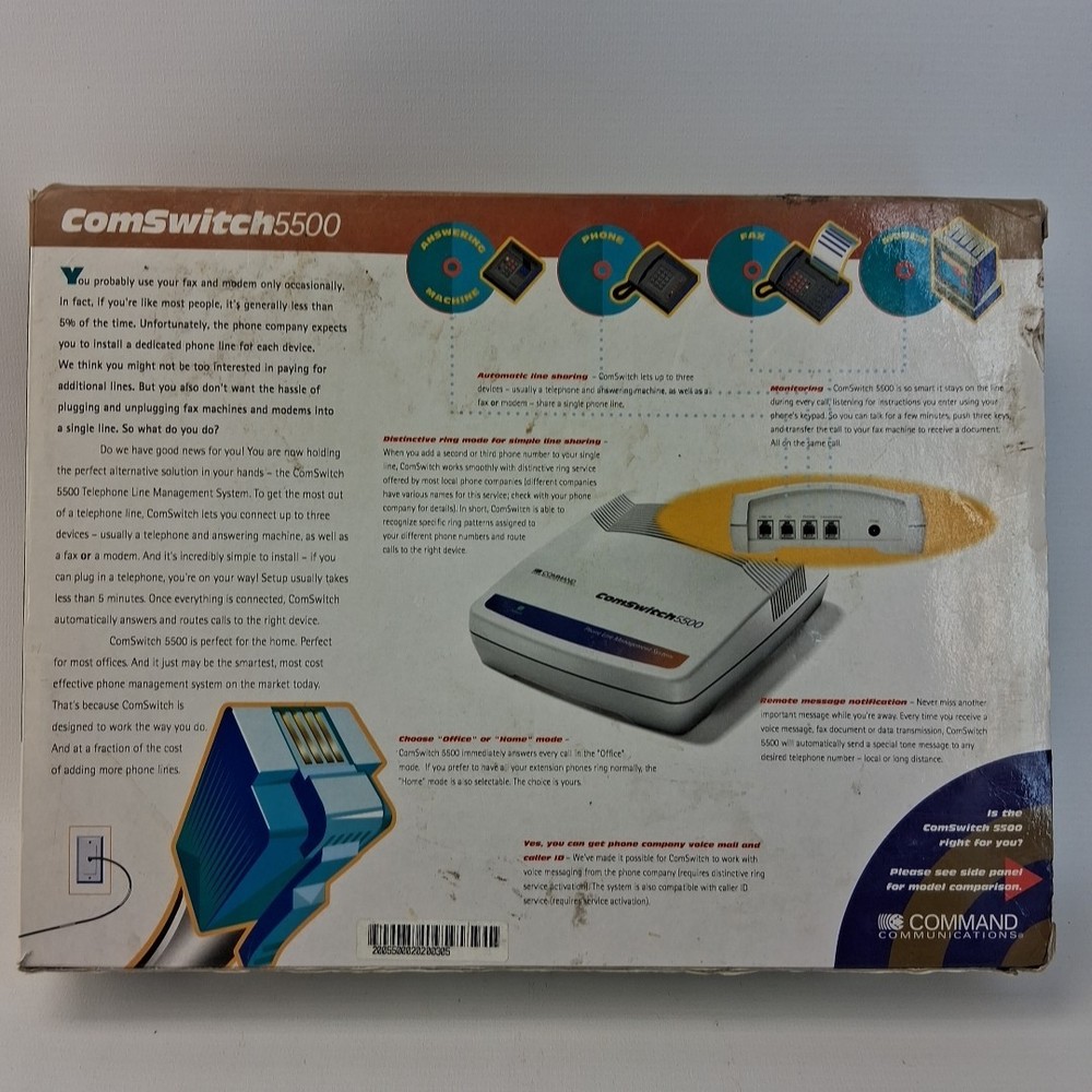 Command Communications ComSwitch 5500 Phone Fax Modem 3-Port Call Switch