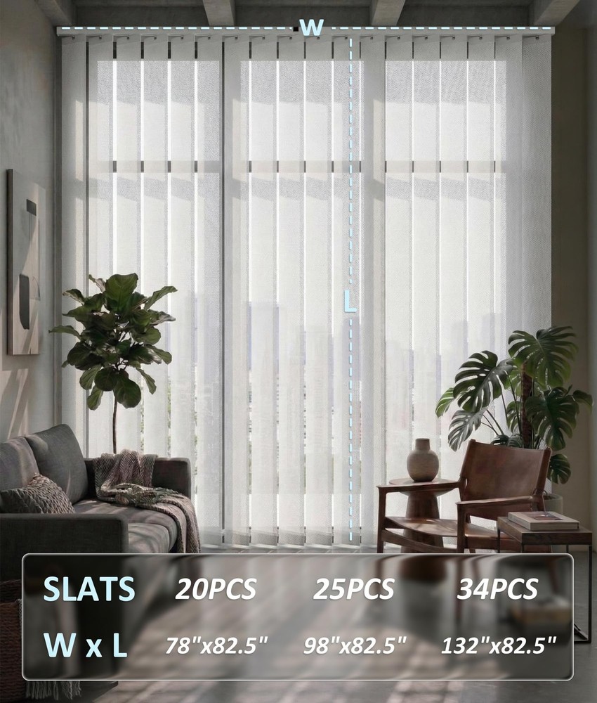 Light Filtering Vertical Blinds Replacement Slats, Easy-Cut UV Blocking & Ant...