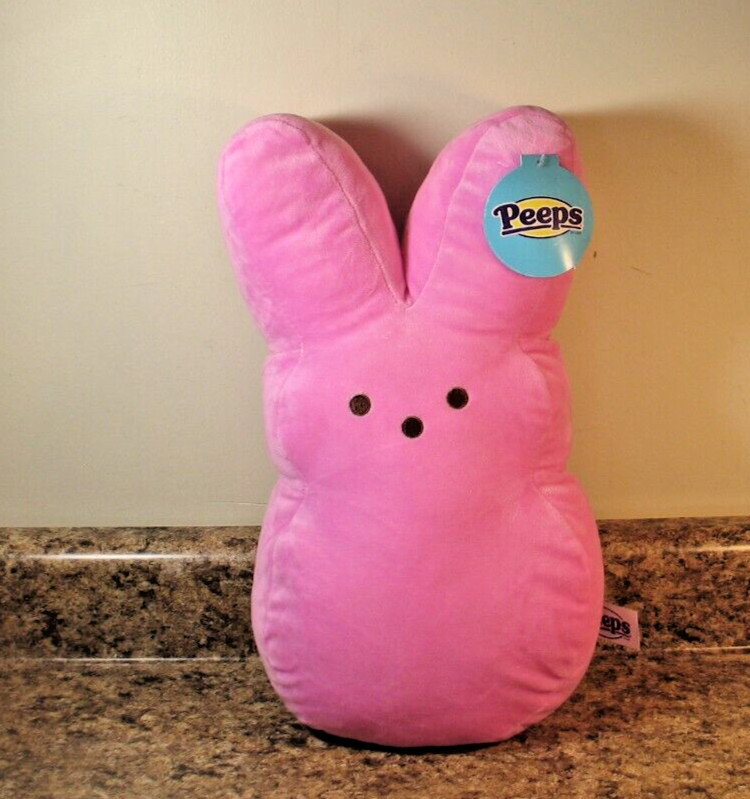 PEEPS Pink Bunny Plush 15" Tall Soft Pillow Easter NWT
