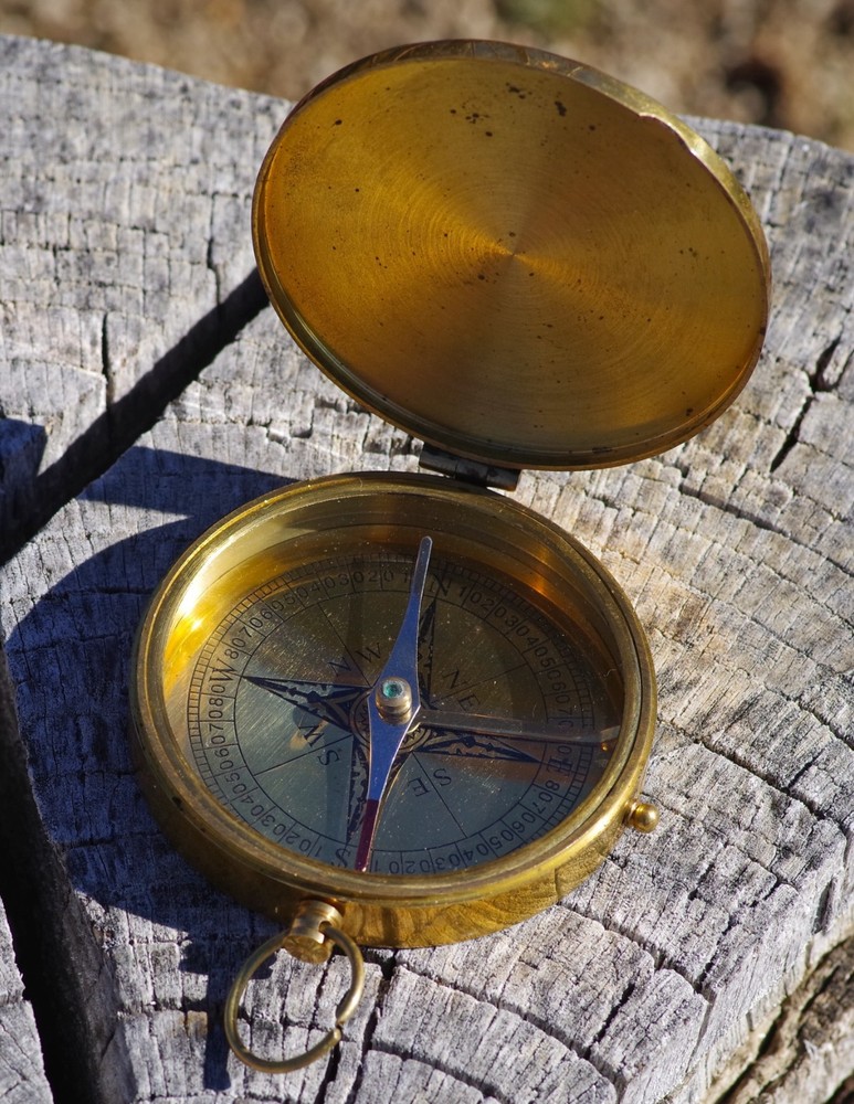 Nautical Solid Brass COMPASS In Rosewood Box