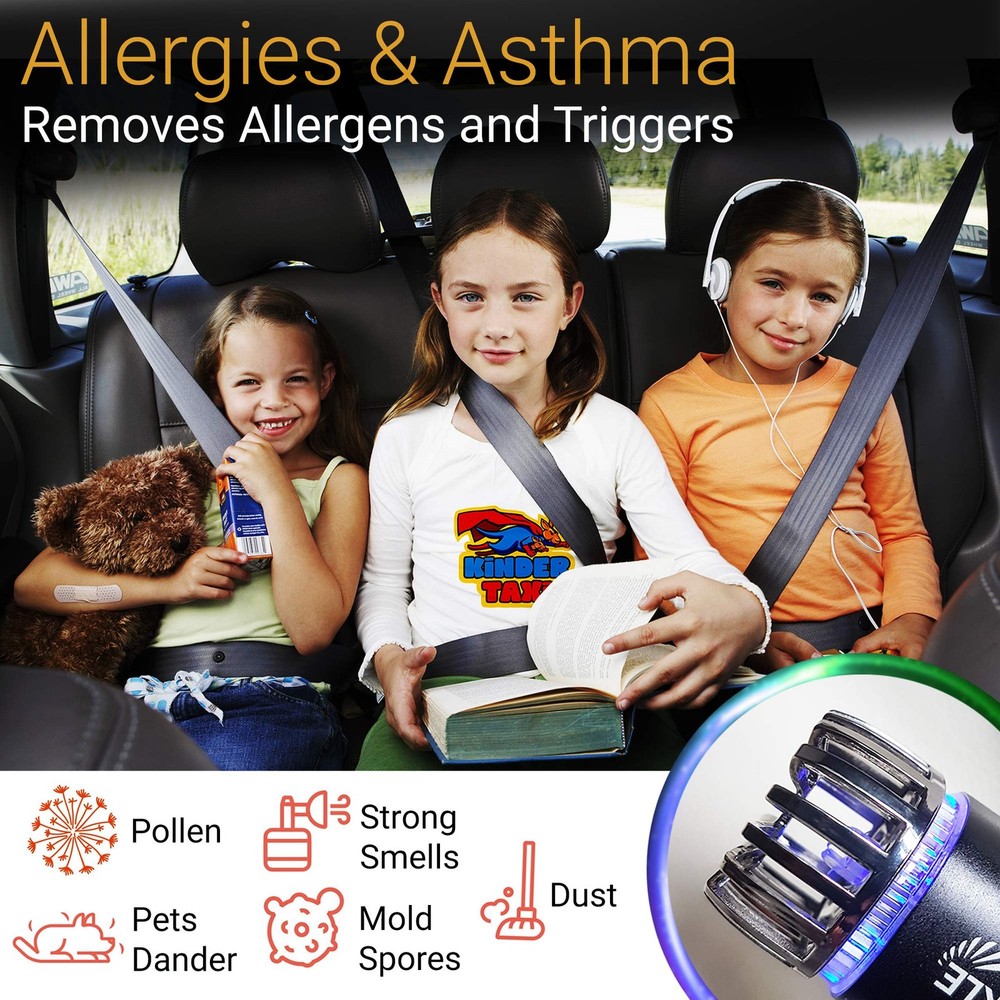 Car Air Purifier Ionizer - 12V Plug-in Ionic Anti-Microbial Car Deodorizer wi...