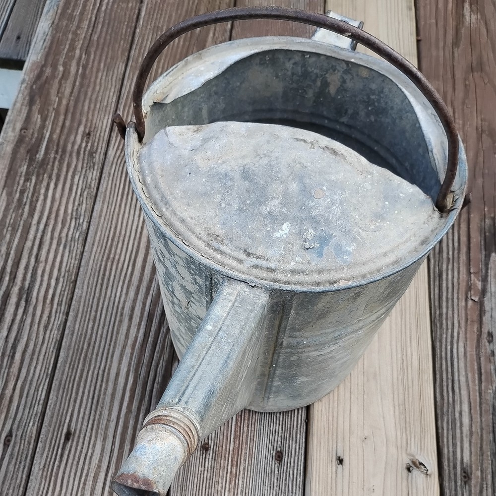 Vintage Rustic Galvanized Metal Watering Can Primitive Barn Find