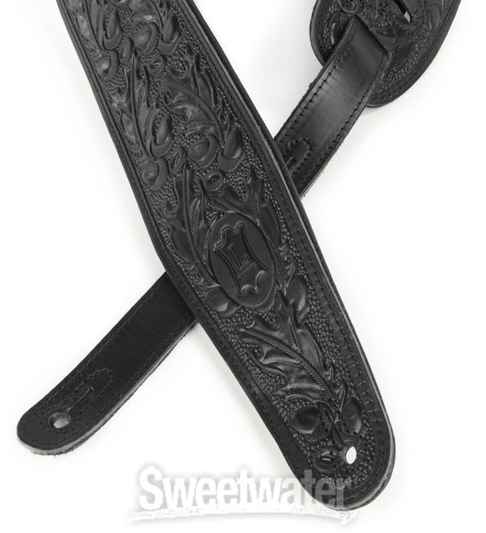 Levy's PM44T01 Leather Guitar Strap - Black