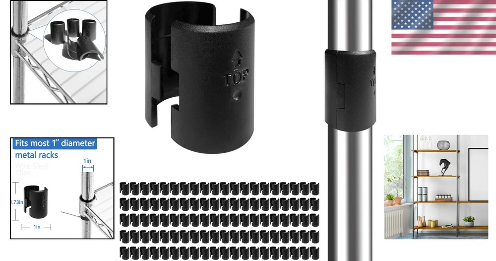 Durable 1 Inch Wire Shelf Clips - 100 Pack for Easy Installation & Stability