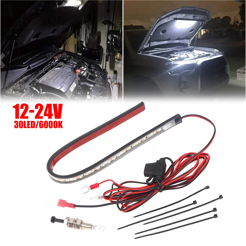 Under Hood LED Light Kit on/off-Automatic-Universal fit Any Vehicle White 1/2Set